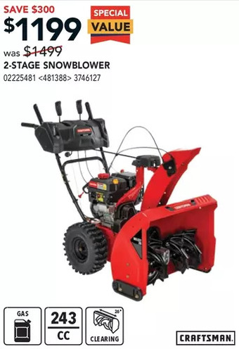 RONA Craftsman 2-stage snowblower offer