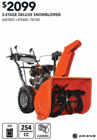 RONA Ariens 2-stage deluxe snowblower offer