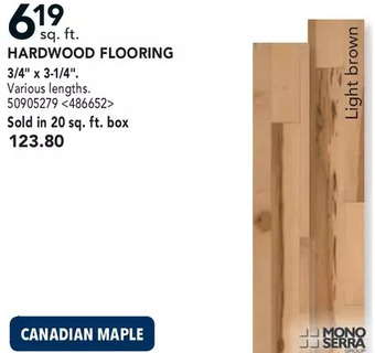 RONA Mono serra hardwood flooring 3/4" x 3-1/4" offer