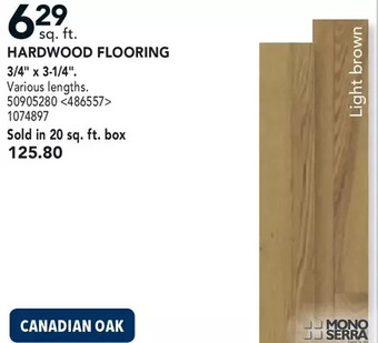 RONA Mono serra hardwood flooring 3/4" x 3-1/4" offer