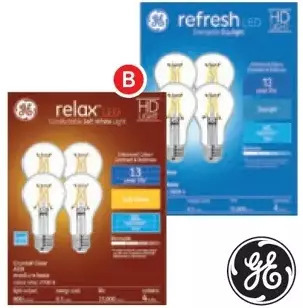 RONA Ge 4-pack "relax" or "refresh" a19 led bulbs offer