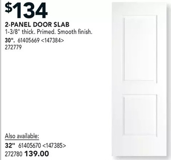 Lowe's 2-panel door slab offer