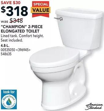 Lowe's "champion" 2-piece elongated toilet offer