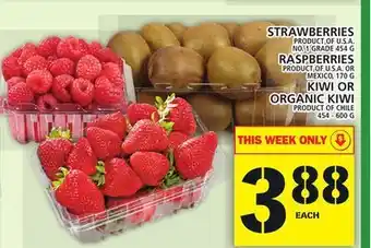 Food Basics Strawberries or raspberries or kiwi or organic kiwi offer