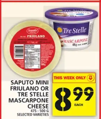 Food Basics Saputo mini friulano or tre stelle mascarpone cheese offer