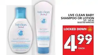 Food Basics Live clean baby shampoo or lotion offer