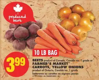 No Frills Beets or farmer's market™ carrots, yellow onions, 10 lb bag offer