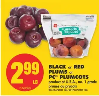 No Frills Black or red plums or pc® plumcots offer