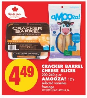 No Frills Cracker barrel cheese slices, 200-240 g or amooza!, 12's offer