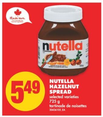 No Frills Nutella hazelnut spread, 725 g offer