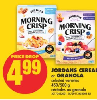 No Frills Jordans cereal or granola, 450/500 g offer