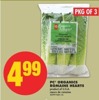 No Frills Pc® organics romaine hearts, pkg of 3 offer