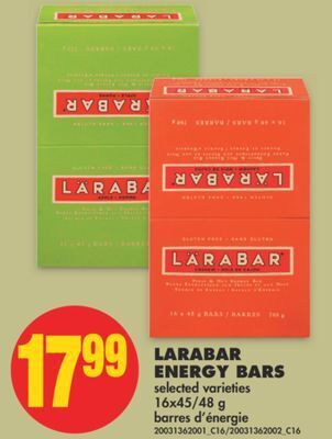 No Frills Larabar energy bars, 16x45/48 g offer