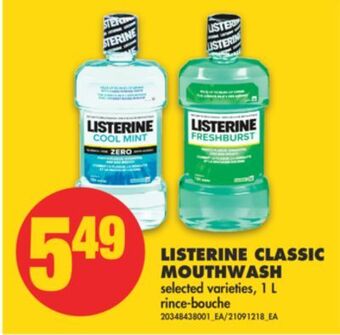 No Frills Listerine classic mouthwash, 1 l offer