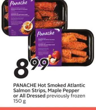 Sobeys Panache hot smoked atlantic salmon strips, maple pepper or all dressed offer