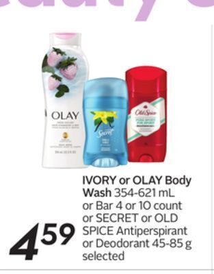 Sobeys Ivory or olay body wash offer