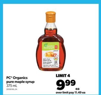 Real Canadian Superstore Pc® organics pure maple syrup, 375 ml offer
