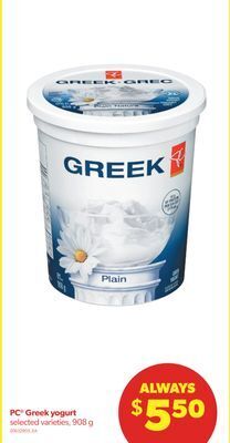 Real Canadian Superstore Pc® greek yogurt, 908 g offer
