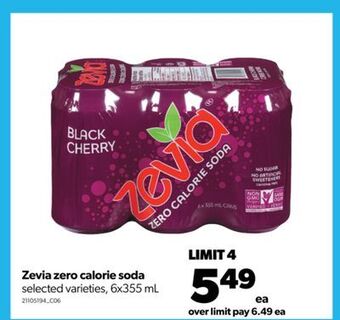 Real Canadian Superstore Zevia zero calorie soda, 6x355 ml offer