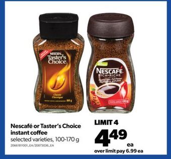 Real Canadian Superstore Nescafé or taster's choice instant coffee, 100-170 g offer