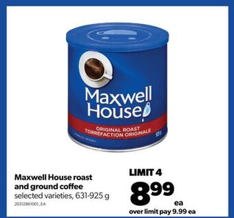 Real Canadian Superstore Maxwell house roast and ground coffee, 631-925 g offer