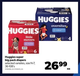 Real Canadian Superstore Huggies super big pack diapers, 36-108's offer