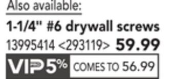 RONA Reliable 1-1/4" #6 drywall screws offer