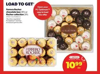Real Canadian Superstore Ferrero rocher chocolate box, 30's or rocher collection, 24's offer