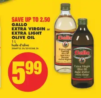 No Frills Gallo extra virgin or extra light olive oil, 1 l offer