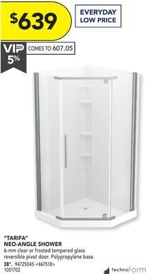 RONA Technoform "tarifa" neo-angle shower 38" offer