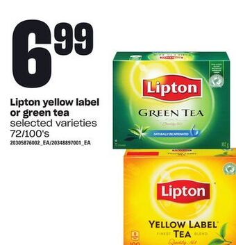 Loblaws Lipton yellow label or green tea, 72/100's offer