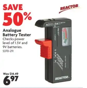 Home Hardware Analogue battery tester offer