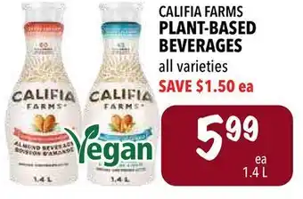 Farm Boy Califia farms plant-based beverages offer