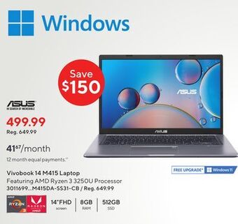 Staples Asus vivobook 14 m415 laptop offer