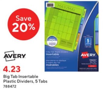 Staples Avery big tab insertable plastic dividers, 5 tabs offer