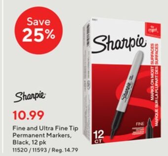 Staples Sharpie fine tip permanent markers, black, 12 pk offer