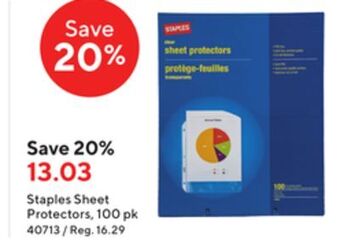 Staples Staples letter size clear sheet protectors offer