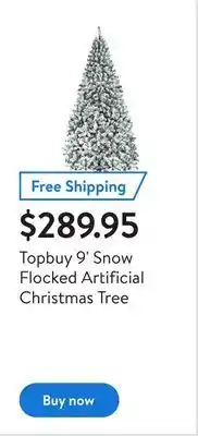 Walmart Topbuy 9' snow flocked artificial christmas tree offer