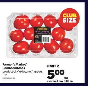 Real Canadian Superstore Farmer's market™ roma tomatoes, 3 lb offer