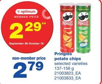 Wholesale Club Pringles potato chips, 137-156 g offer