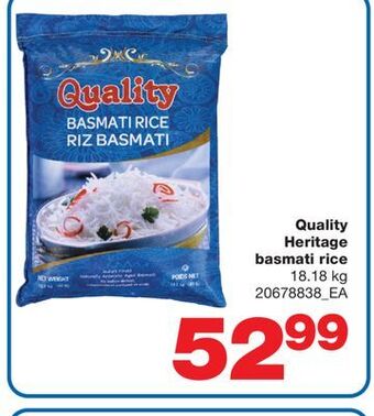 Wholesale Club Quality heritage basmati rice, 18.18 kg offer