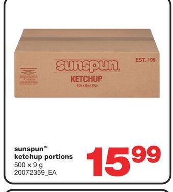 Wholesale Club Sunspun™ ketchup portions, 500 x 9 g offer