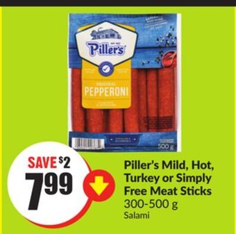Chalo FreshCo Piller's mild, hot, turkey or simply free meat sticks 300-500 g offer