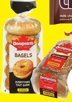 Chalo FreshCo Dempster's bagels 6 pk whole grain bread 600 g offer