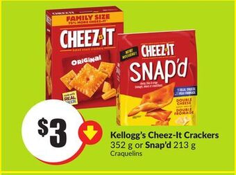 Chalo FreshCo Kellogg's cheez-it crackers 352 g or snap'd 213 g offer