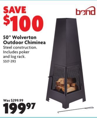 Home Hardware 50" wolverton outdoor chiminea offer