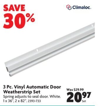 Home Hardware 3 pc. vinyl automatic door weatherstrip set offer