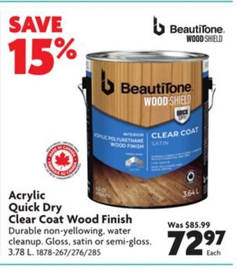 Home Hardware Acrylic quick dry clear coat wood finish offer