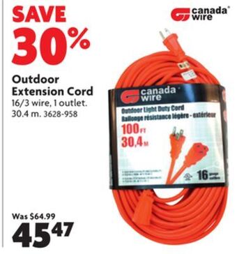 Home Hardware Outdoor extension cord offer
