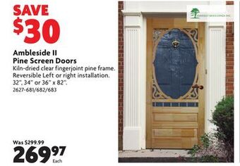 Home Hardware Ambleside ii pine screen doors offer